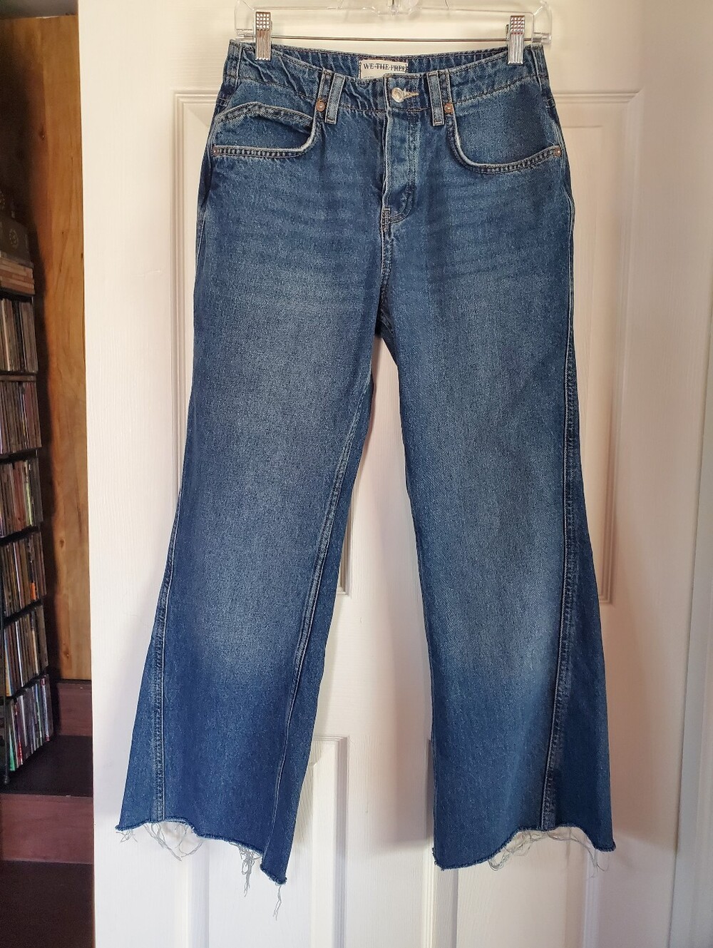 We‎ The Free Expert Advice Flare Fringed Hem Jeans Button Fly Blue Denim 27x27